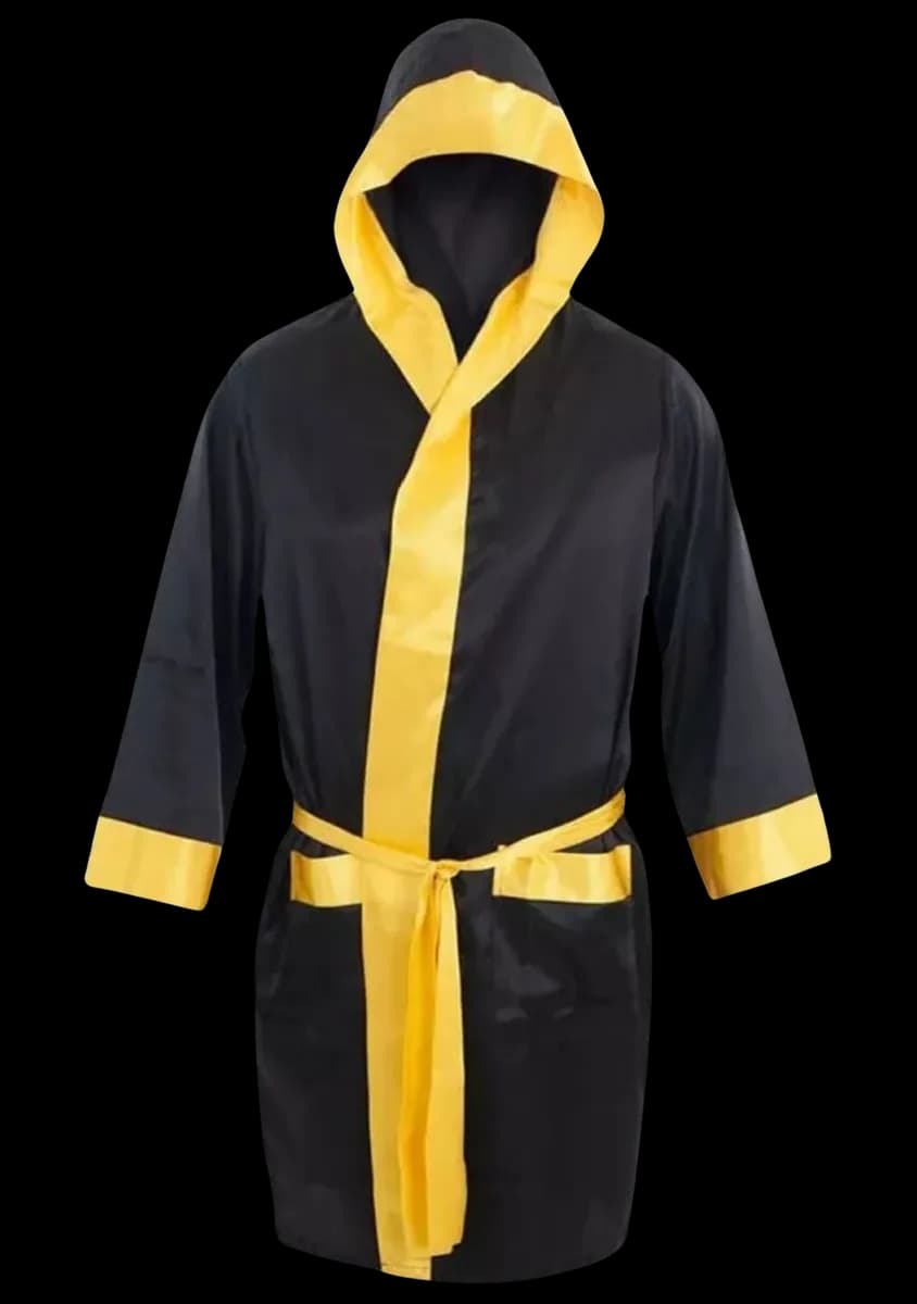 Satin Ring Robe — Black & Gold